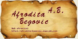 Afrodita Begović vizit kartica
